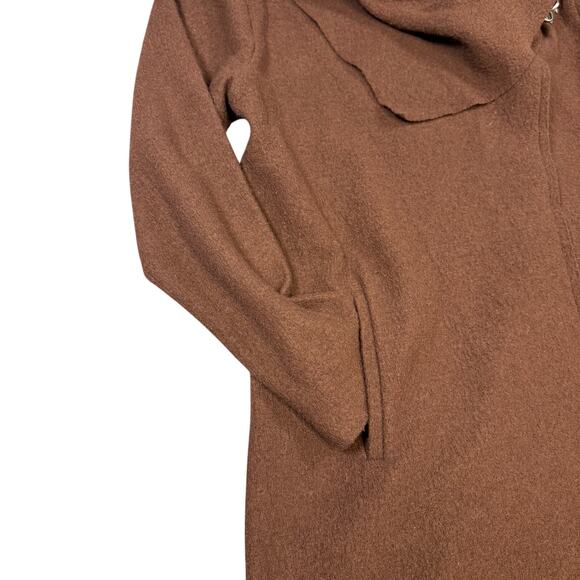 Garnet Hill Boiled Wool Asymmetrical Cut Coat Metal Clasp Brick Red Brown- Sz 16 - Picture 5 of 12